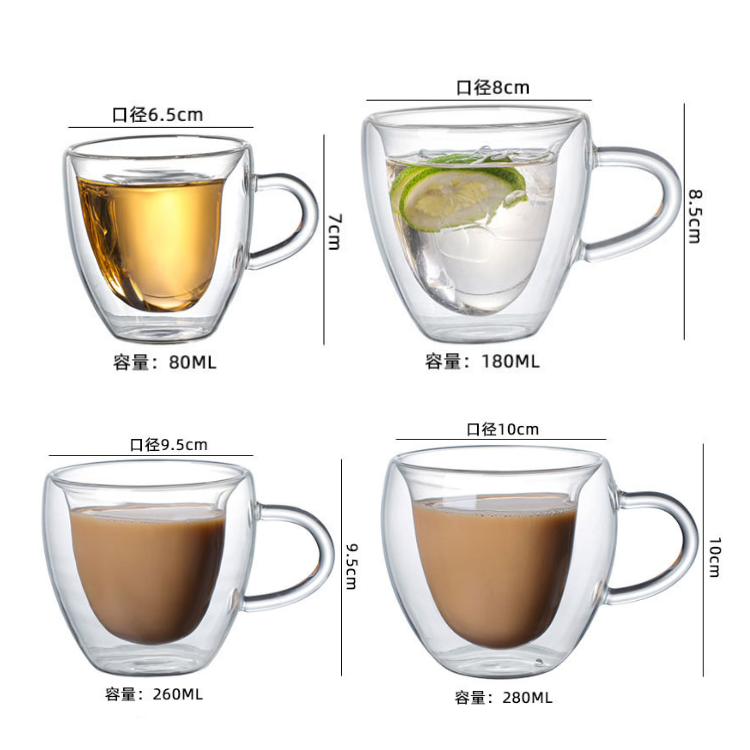 ハートモチーフダブルウォールグラス