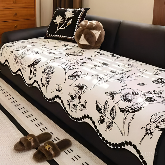 クラシカルフラワーソファシートカバー