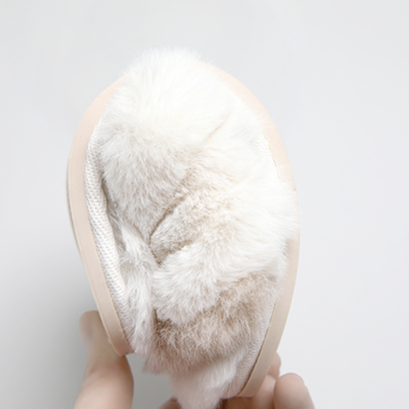 バイカラーファー ルームシューズ