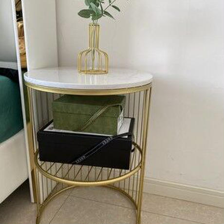 大理石ゴールドラインサイドテーブル