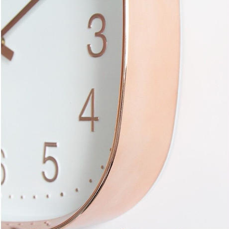 スクエアシンプルピンクゴールドウォールクロック