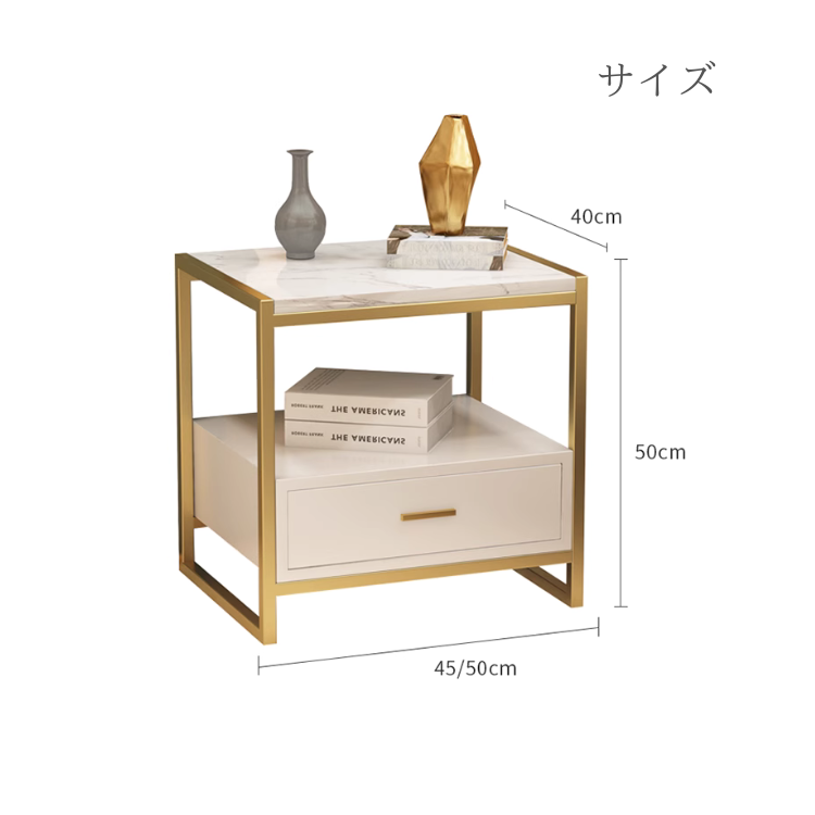 エレガント大理石調サイドキャビネット