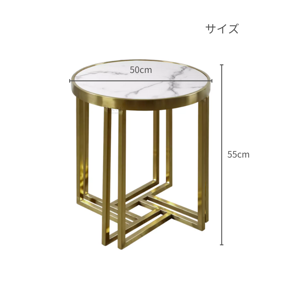 ステンレスマーブル調ホテルサイドテーブル