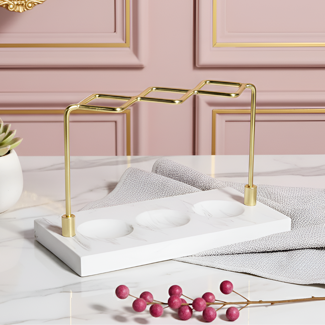 大理石調ゴールドメイクブラシスタンド