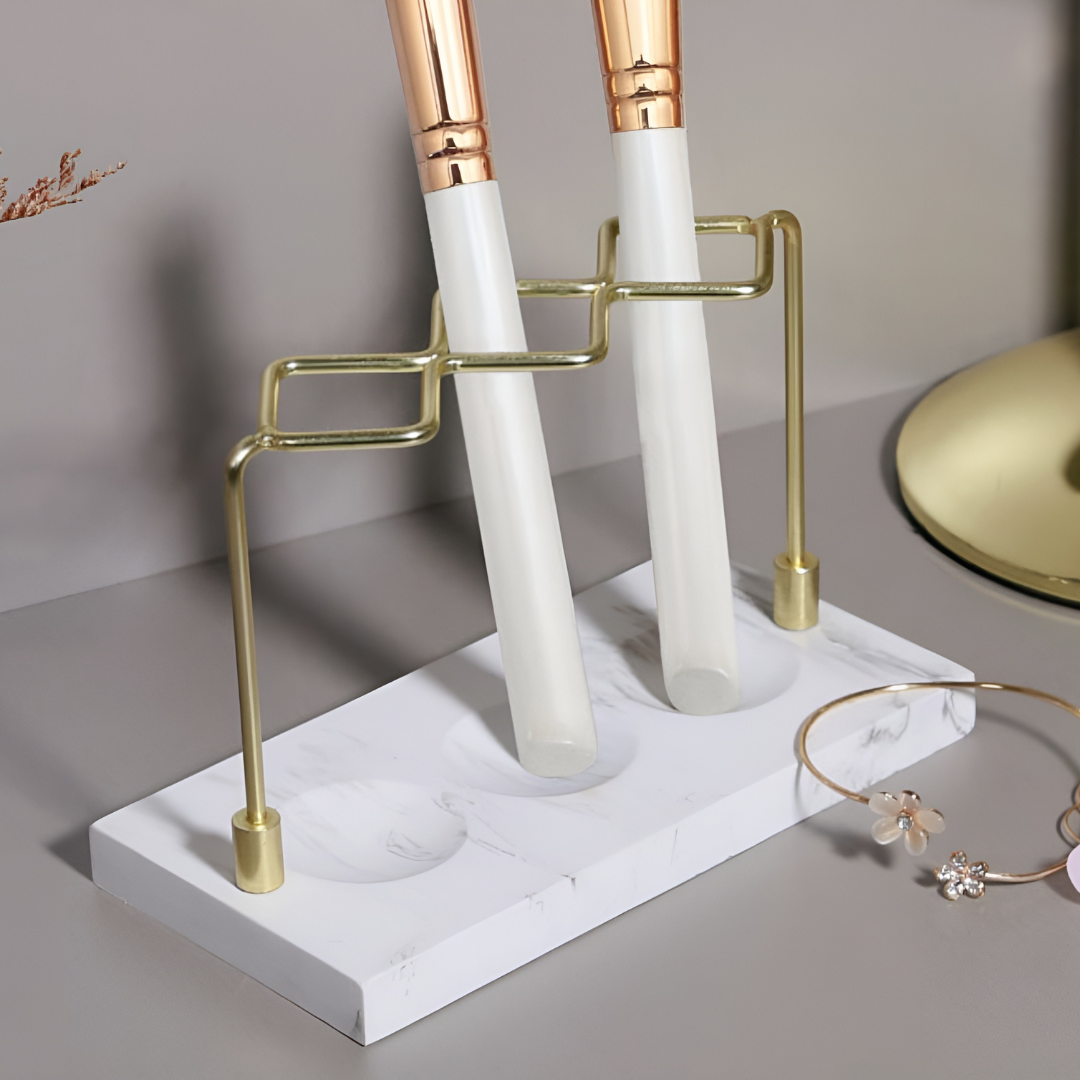 大理石調ゴールドメイクブラシスタンド