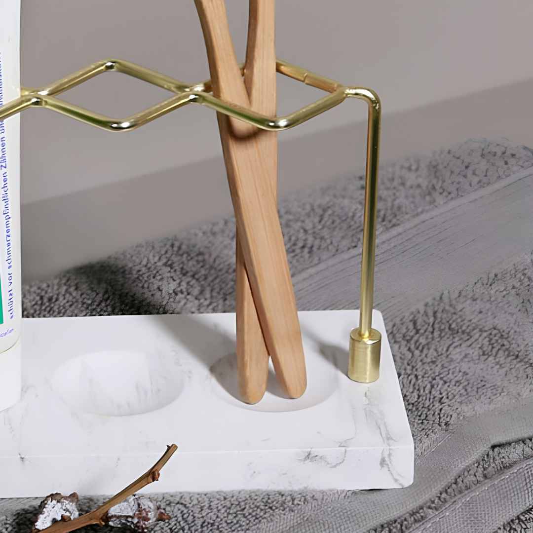 大理石調ゴールドメイクブラシスタンド