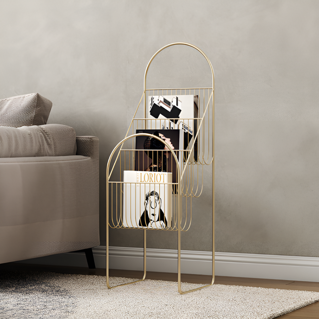 ゴールドアイアンブックラック