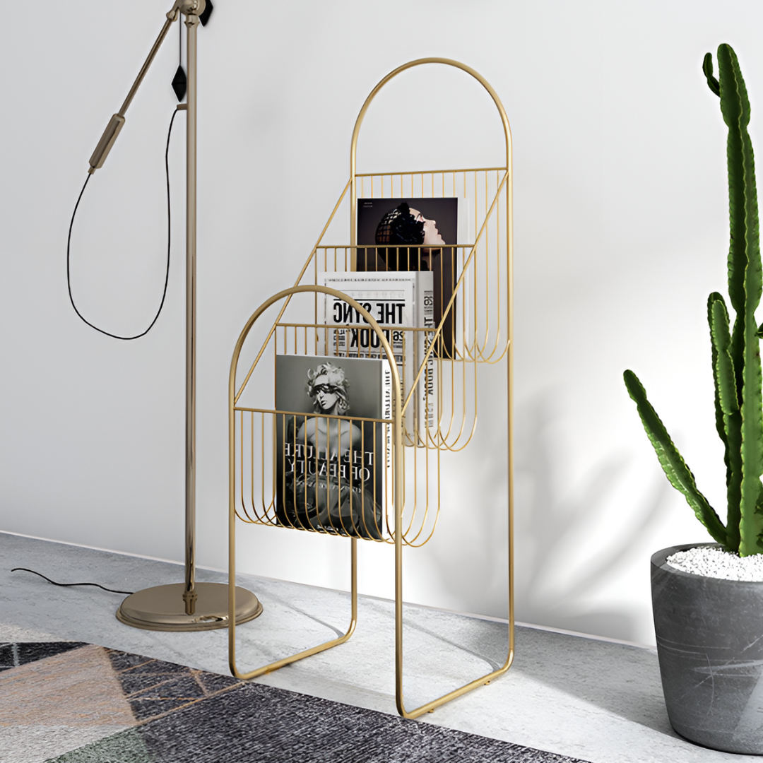 ゴールドアイアンブックラック