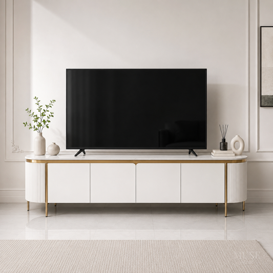 ラグジュアリーゴールドフレームテレビキャビネット