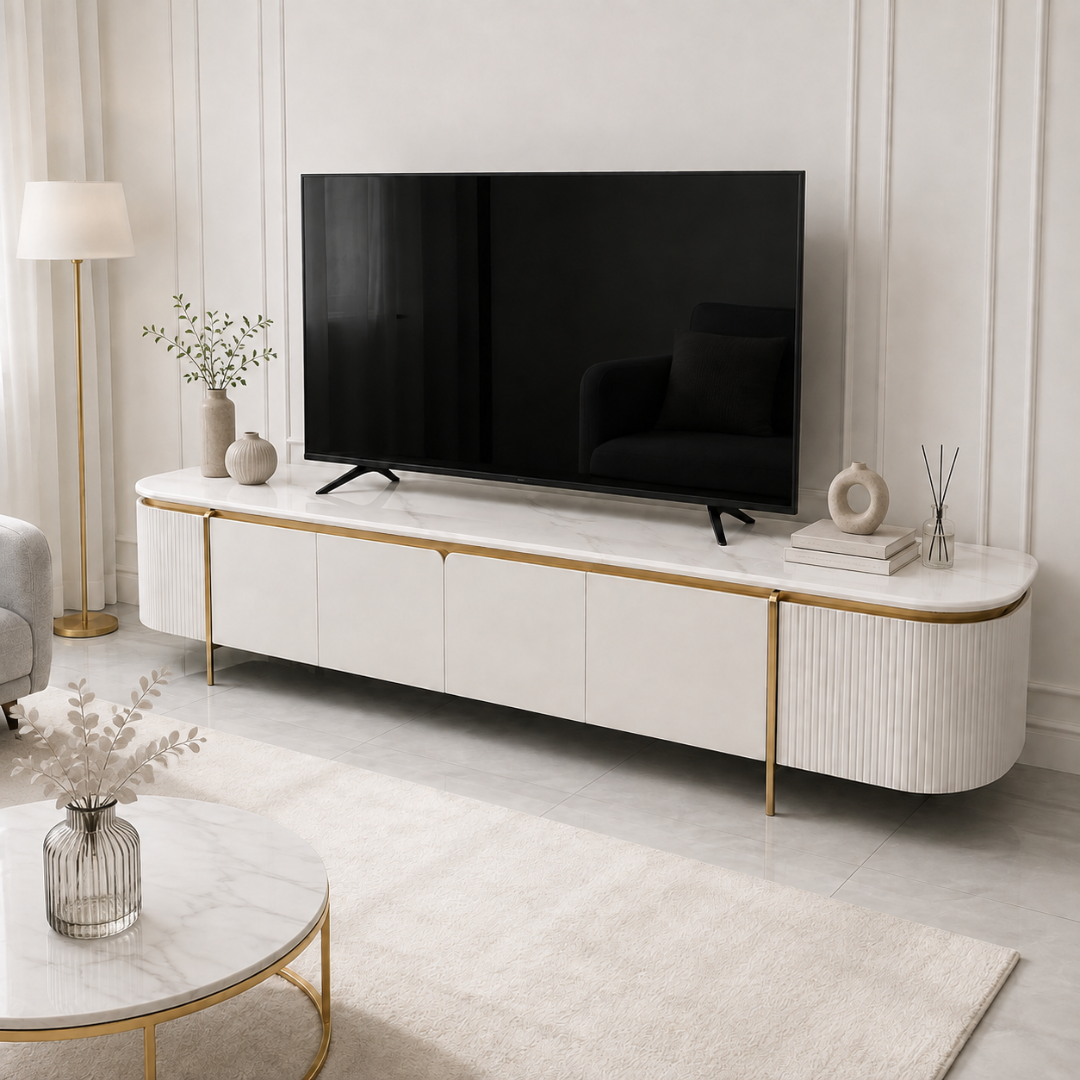 ラグジュアリーゴールドフレームテレビキャビネット