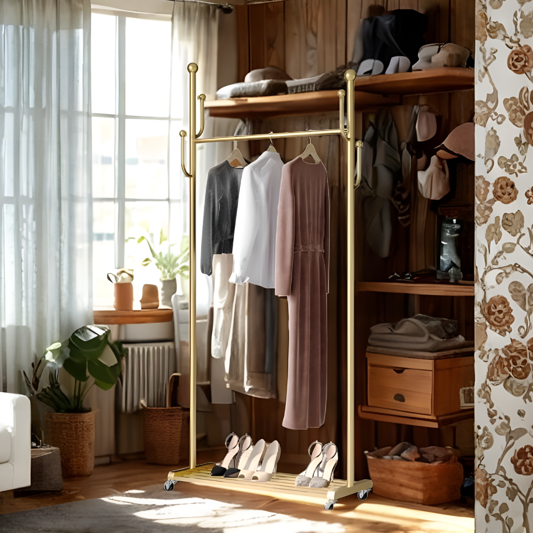 プレミアムキャスターゴールドハンガーラック