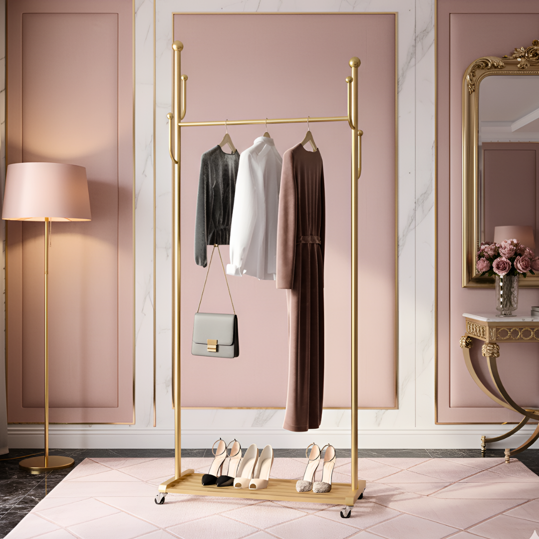 プレミアムキャスターゴールドハンガーラック