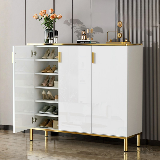 ホワイトクラシカルシューズキャビネット